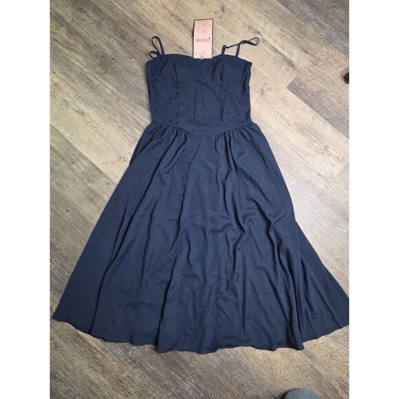 ABEHIK Dresses & Skirts - ABEHIK Womens Size S Small Navy Blue Bustier Spaghetti Strap Midi Dress NWT